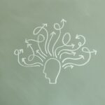 Abstract illustration symbolizing mental health and ADHD awareness with arrows representing thoughts.