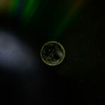 green and black planet with green and black background